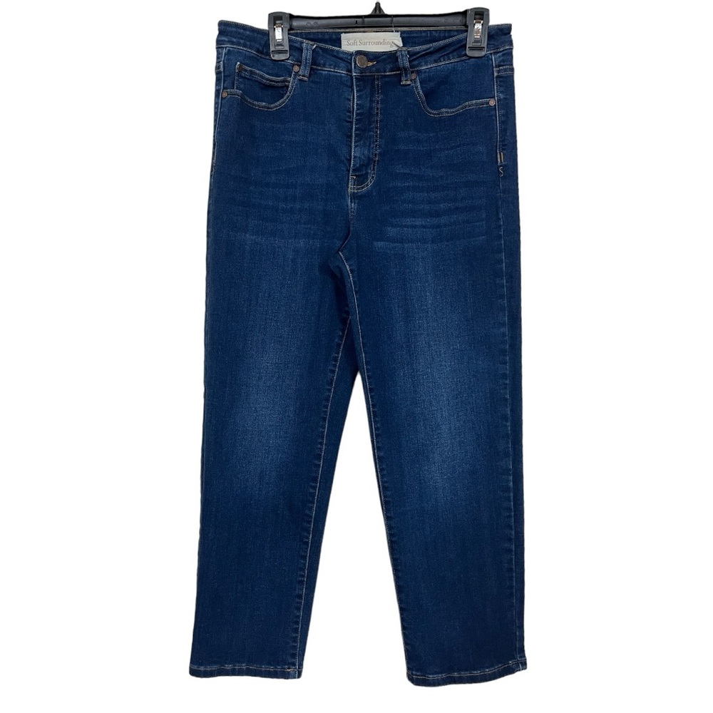 Soft Surroundings Ultimate Straight Cropped High Rise Dark Wash Jeans Size 12
